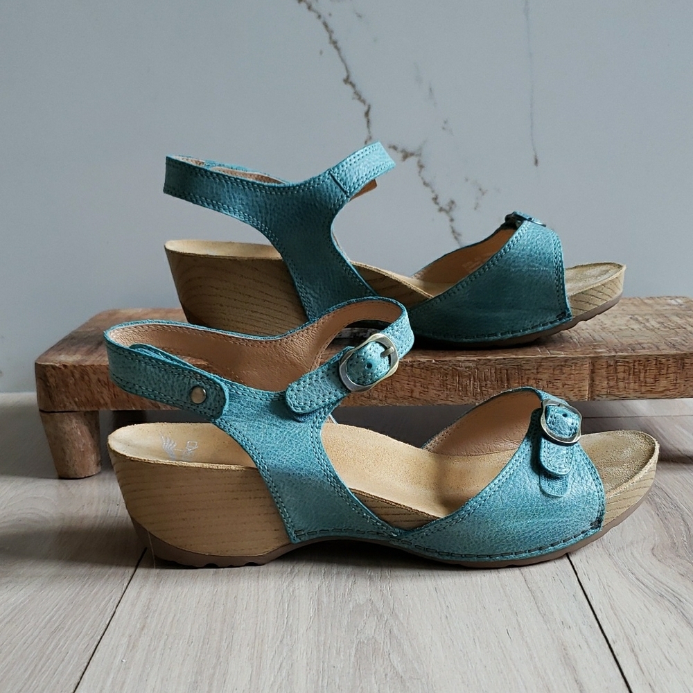 Dansko Teal Leather Sandals